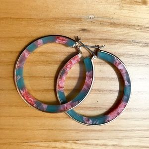 Pink & Blue Marble Hoop Earring- Style On The Spot